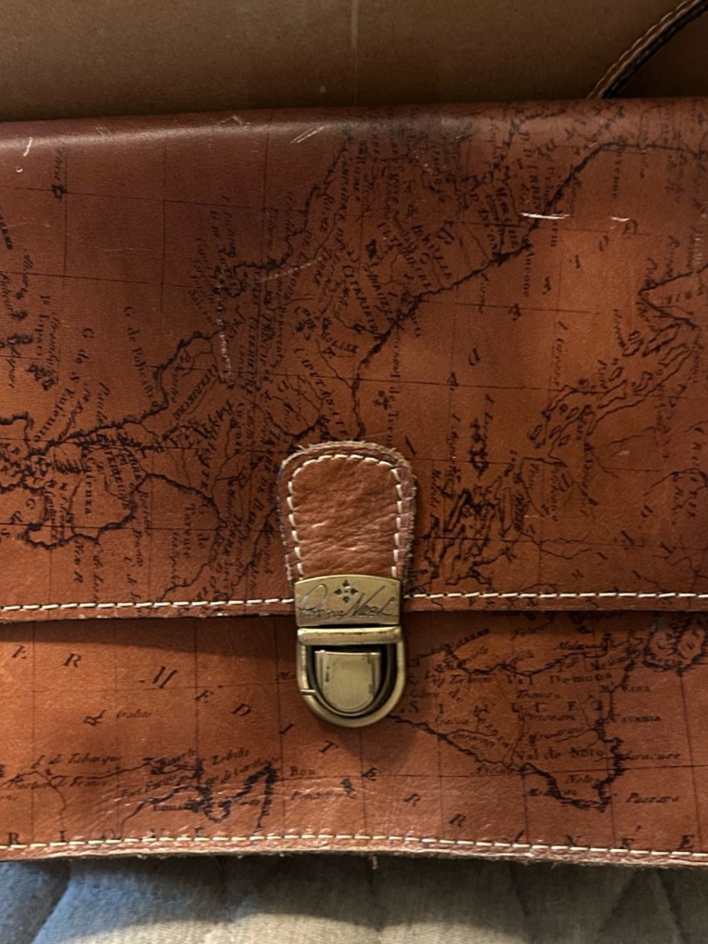 Patricia Nash Leather Map-Print crossbody